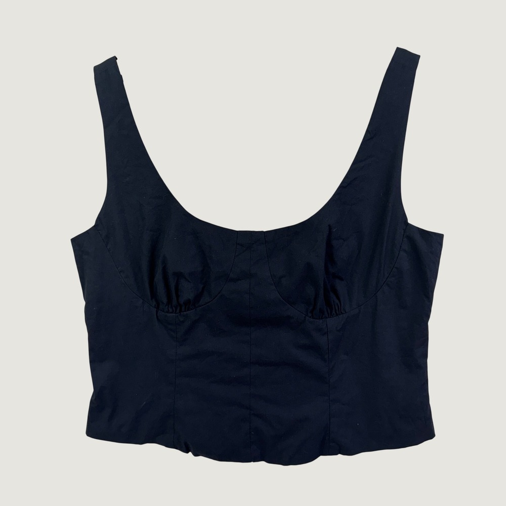 Peppermayo Coastline Bustier Top Size 12 Black Corset Style Cropped Tank NWT